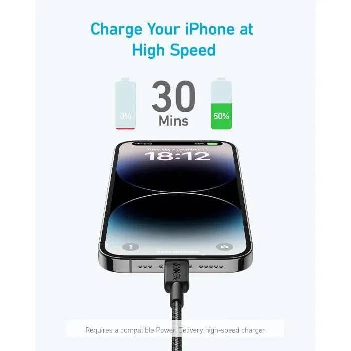 ANKER DURABLE BRAIDED FAST -CHARGING CABLE 3FT C TO LIGHTNING - Best Buy Tech