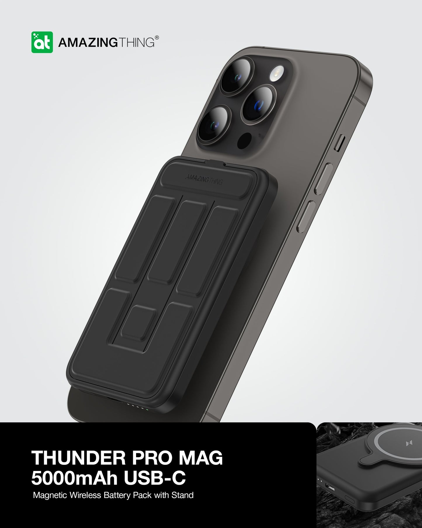 AMAZING THING THUNDER PRO MAG PD 5000MAH POWER BANK WITH HOLDER - ALAMAT