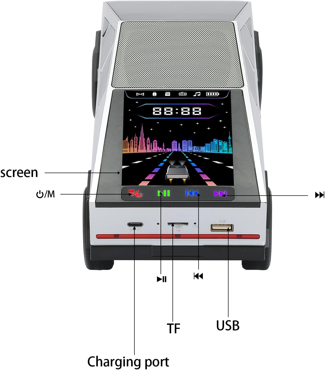 WS-580 Bluetooth Car Speaker with Display Screen