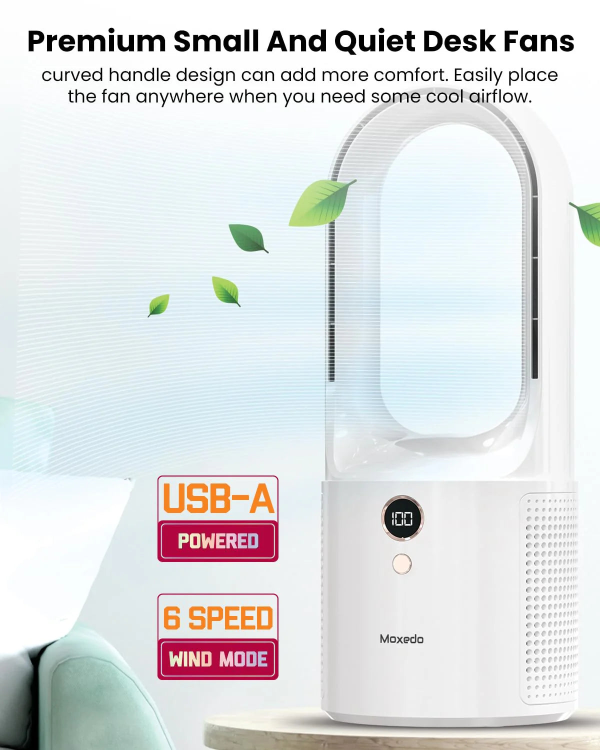 MOXEDO DESKTOP MINI COOLING BLADELESS FAN - WHITE - Best Buy Tech