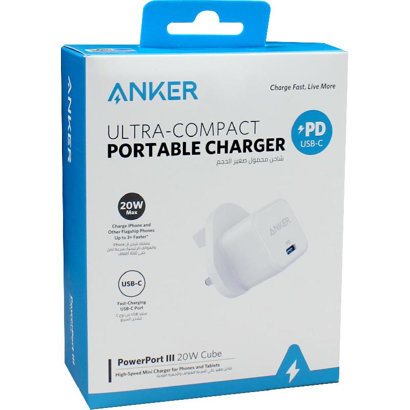 ANKER POWER PORT III 20W CUBE PORTABLE CHARGER(A2149K21)- WHITE - Best Buy Tech