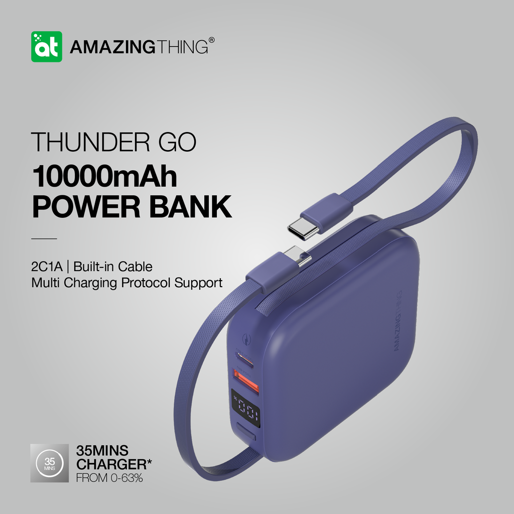 AMAZING THING THUNDER GO 10000mAh POWER BANK WITH BUILT-IN 2 USB-C CABLES - Best Buy Tech