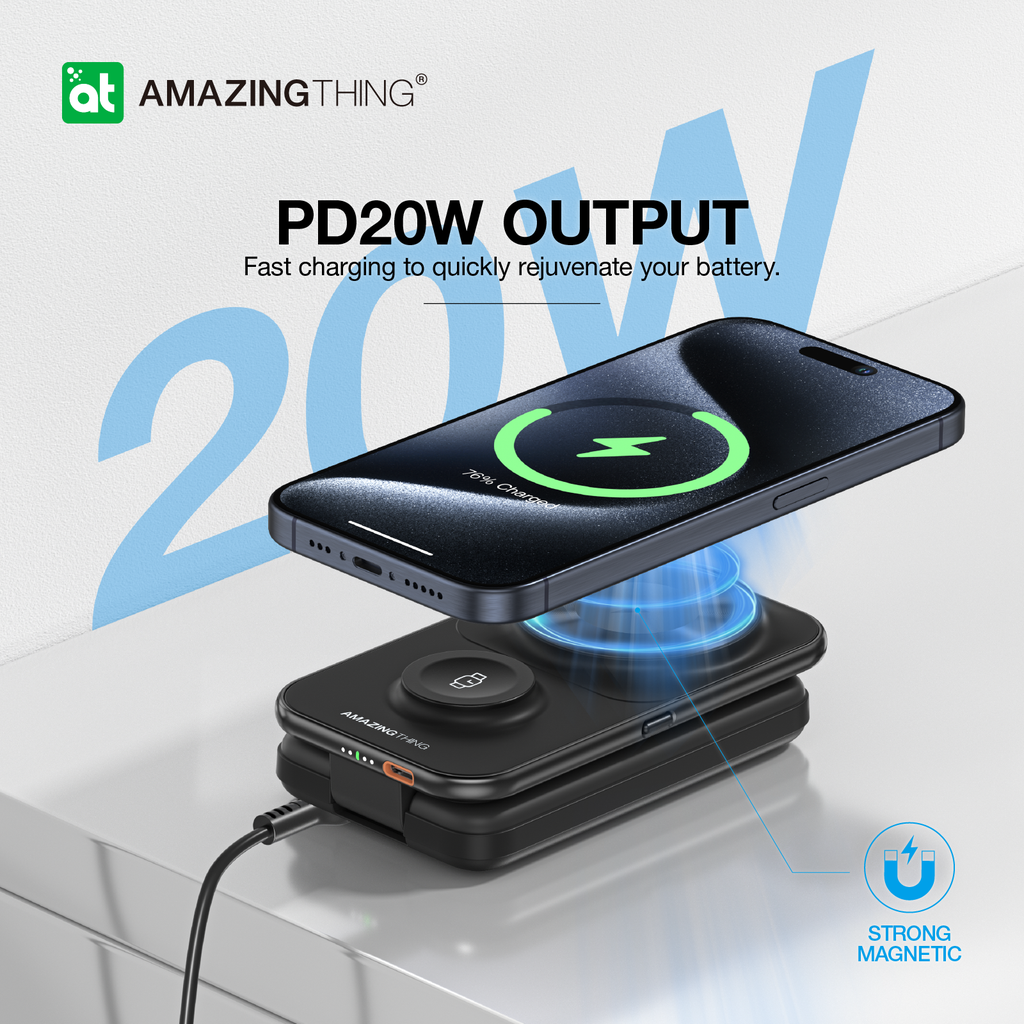 Amazingthing Thunder Pro Mag 6in1 Pd 22.5w 8000mah Power Station With Stand