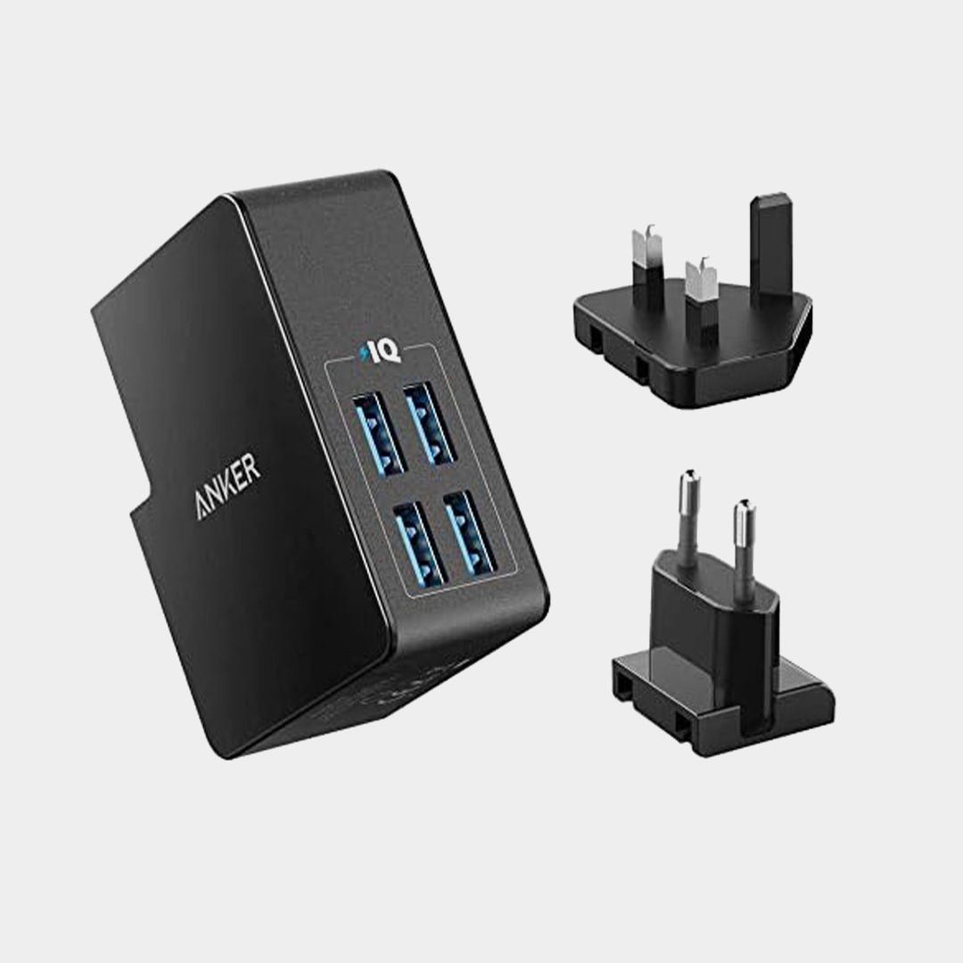Anker PowerPort 4 Lite Interchangeable EU and UK Plugs A2042L11 - Best Buy Tech