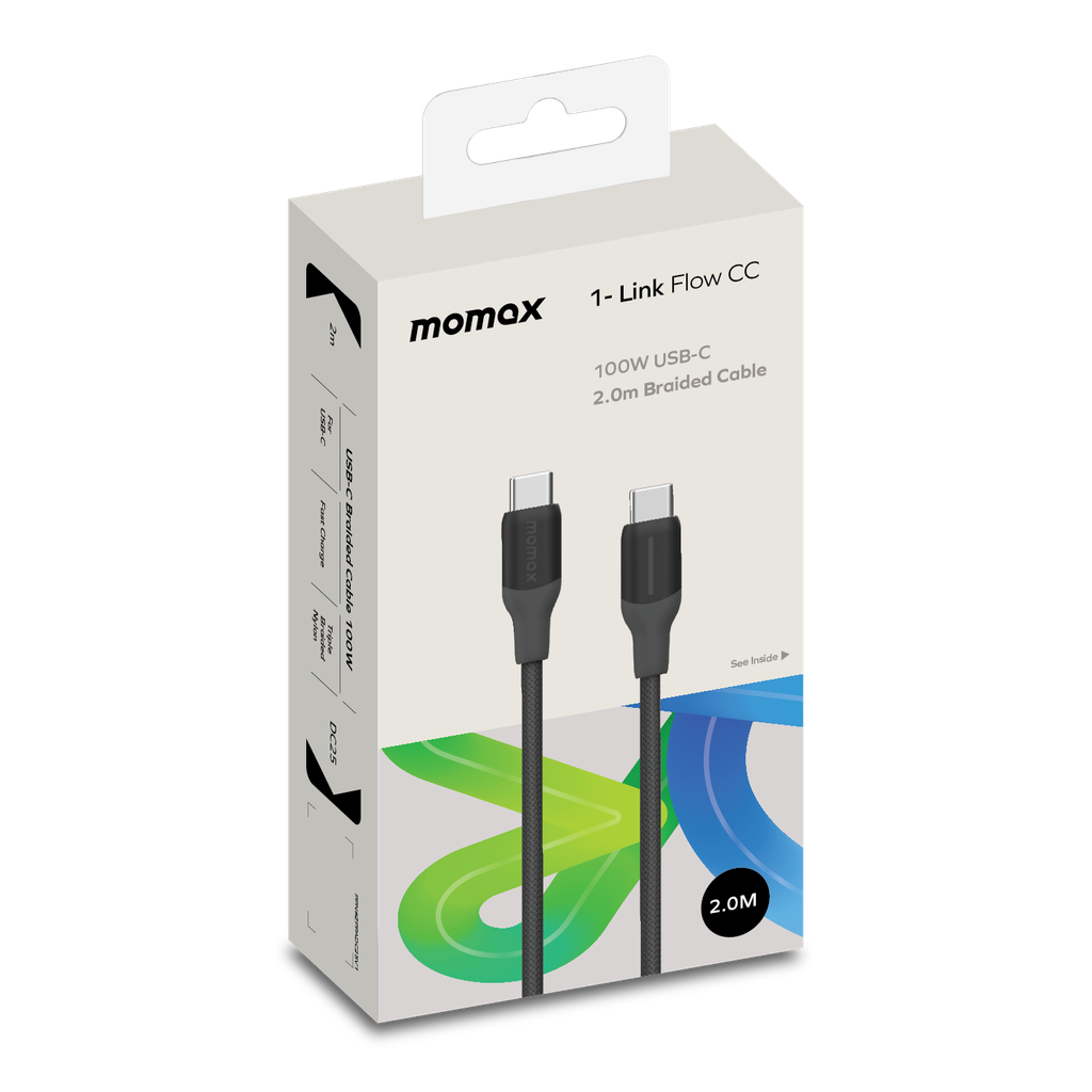 MOMAX 1-LINK FLOW 100W USB-C TO USB-C CABLE 2M - ALAMAT