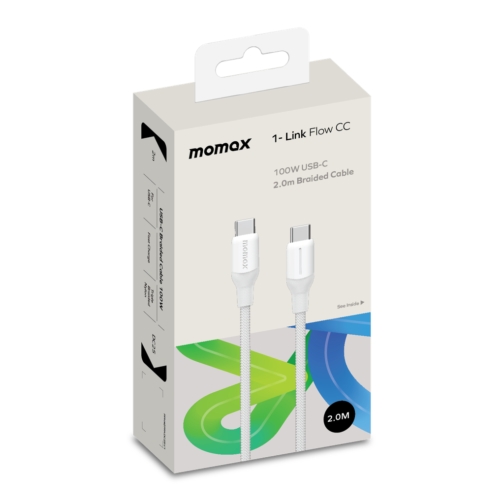 MOMAX 1-LINK FLOW 100W USB-C TO USB-C CABLE 2M - ALAMAT