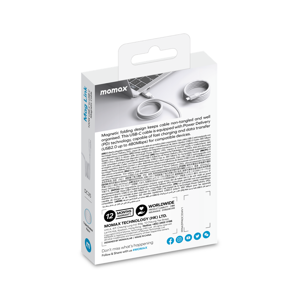 MOMAX ELITE MAG LINK 100W USB-C TO USB-C MAGNETIC CABLE 1M - Best Buy Tech