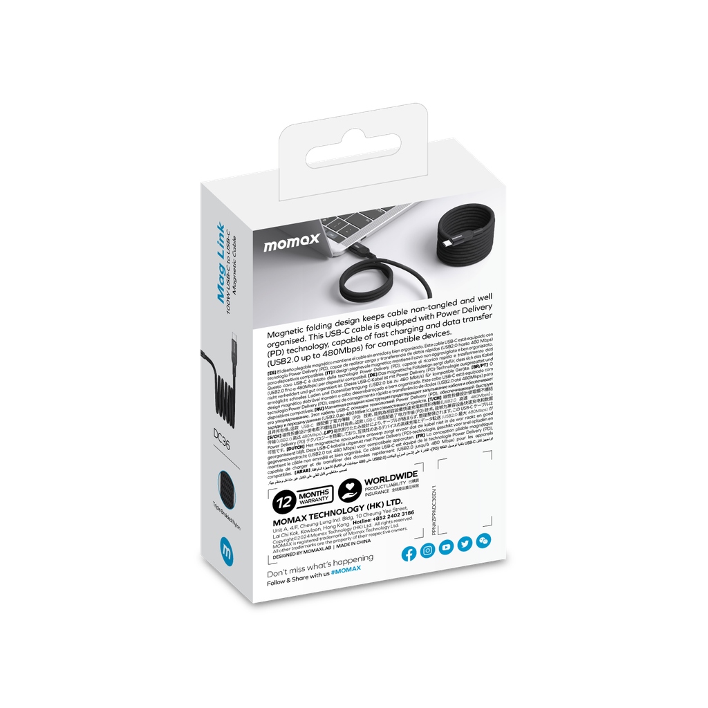 MOMAX ELITE MAG LINK 100W USB-C TO USB-C MAGNETIC CABLE 2M - Best Buy Tech