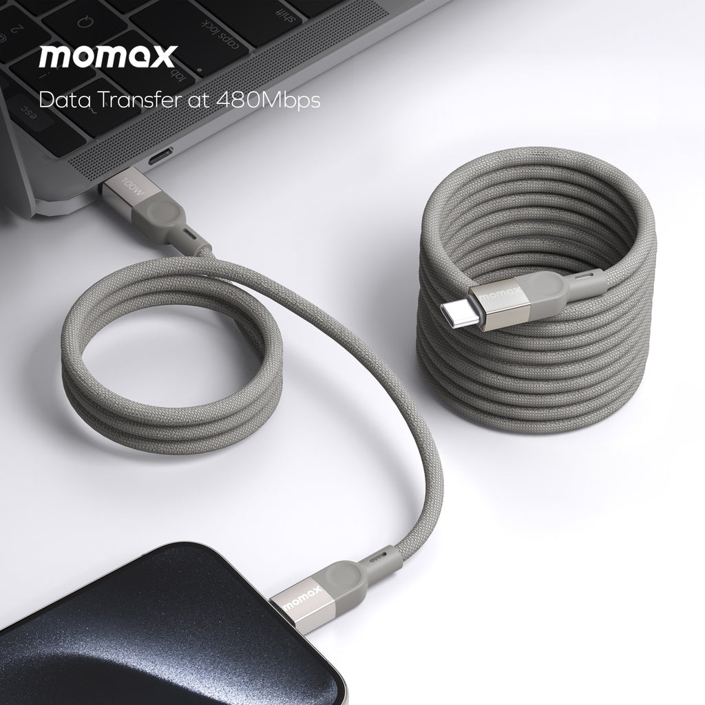 MOMAX ELITE MAG LINK 100W USB-C TO USB-C MAGNETIC CABLE 2M - ALAMAT