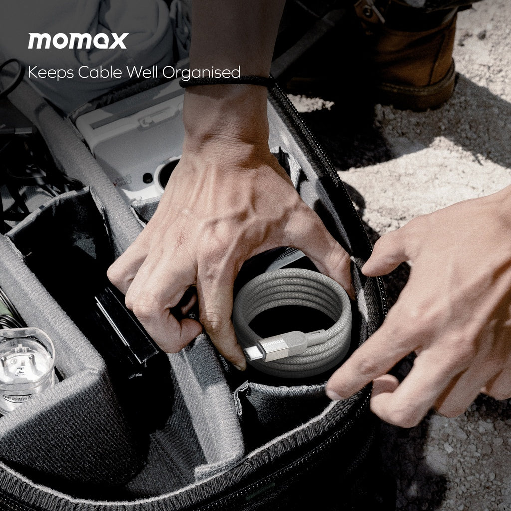 MOMAX ELITE MAG LINK 100W USB-C TO USB-C MAGNETIC CABLE 2M - ALAMAT