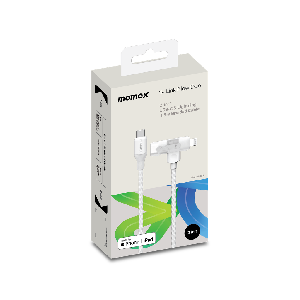 MOMAX 1-LINK FLOW DUO 2IN1 USB-C TO USB-C+LIGHTNING CABLE 1.5M - ALAMAT