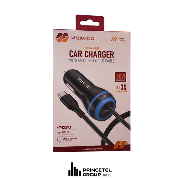 MOXEDO ULTRA-FAST CAR CHARGER WITH BUILT-IN TYPE-C CABLE 60W - Best Buy Tech