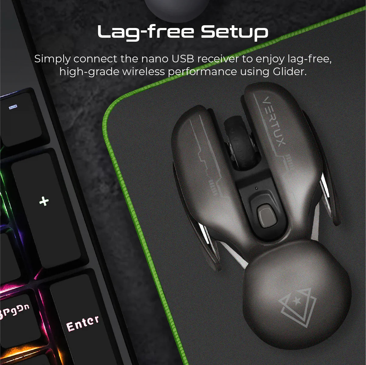 Vertux Glider High Performance Wireless Gaming Mouse - ALAMAT