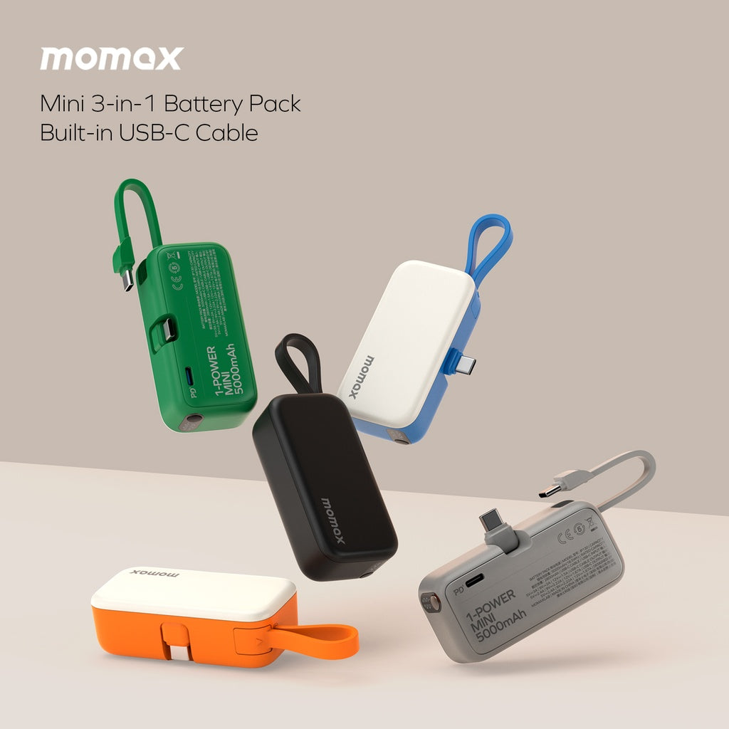 MOMAX 1-POWER MINI 5000mAh 3IN1 POWER BANK WITH USB-C PLUG - Best Buy Tech