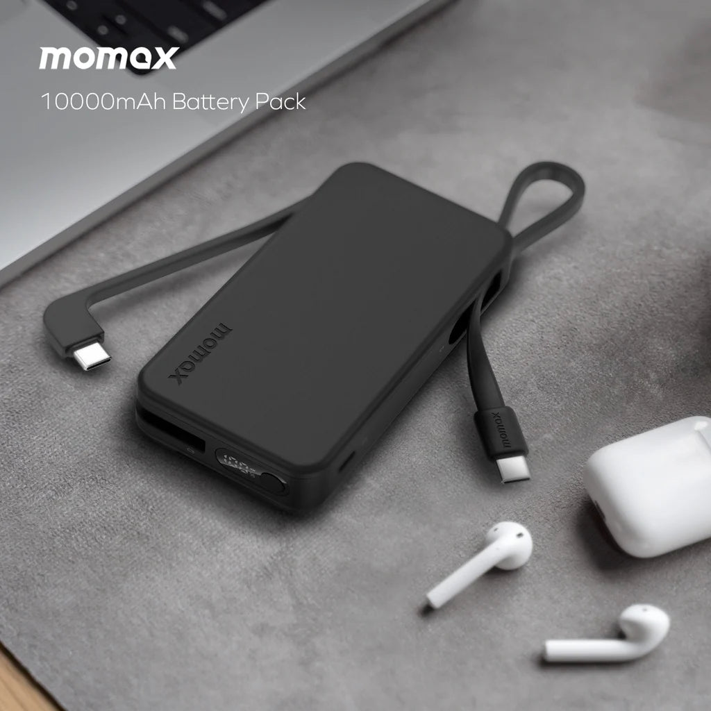 MOMAX 1 – Power Bank Vital 10000mAh with 2 Cables (USB-C, 30W)