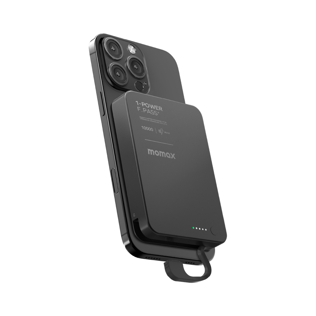 Momax 1-power F.pass+ 10000mah Power Bank With Built-in Cable & Magnetic Attachment