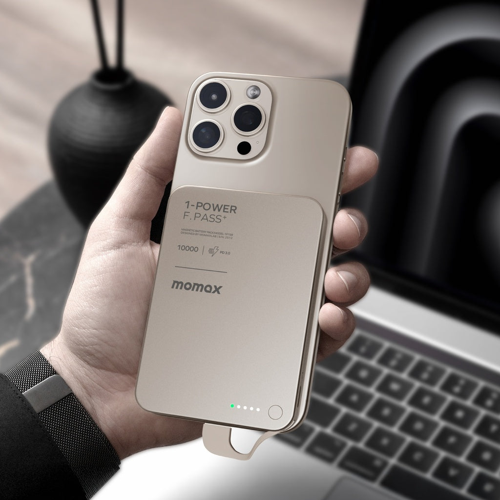 Momax 1-power F.pass+ 10000mah Power Bank With Built-in Cable & Magnetic Attachment