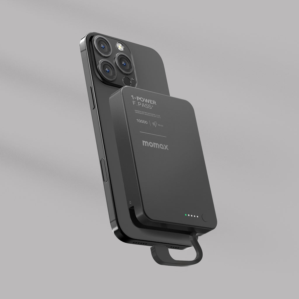 Momax 1-power F.pass+ 10000mah Power Bank With Built-in Cable & Magnetic Attachment