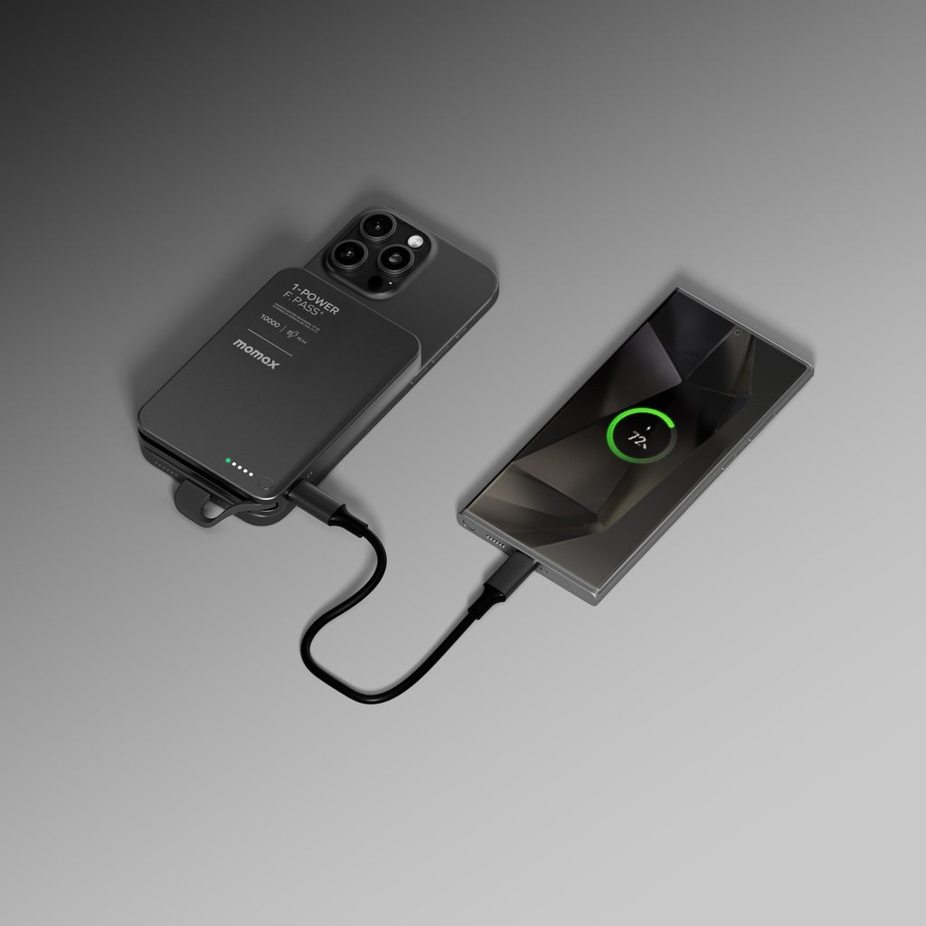 Momax 1-power F.pass+ 10000mah Power Bank With Built-in Cable & Magnetic Attachment