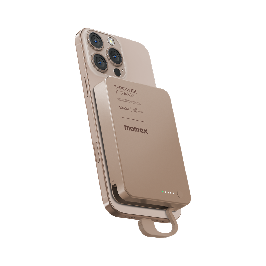 Momax 1-power F.pass+ 10000mah Power Bank With Built-in Cable & Magnetic Attachment