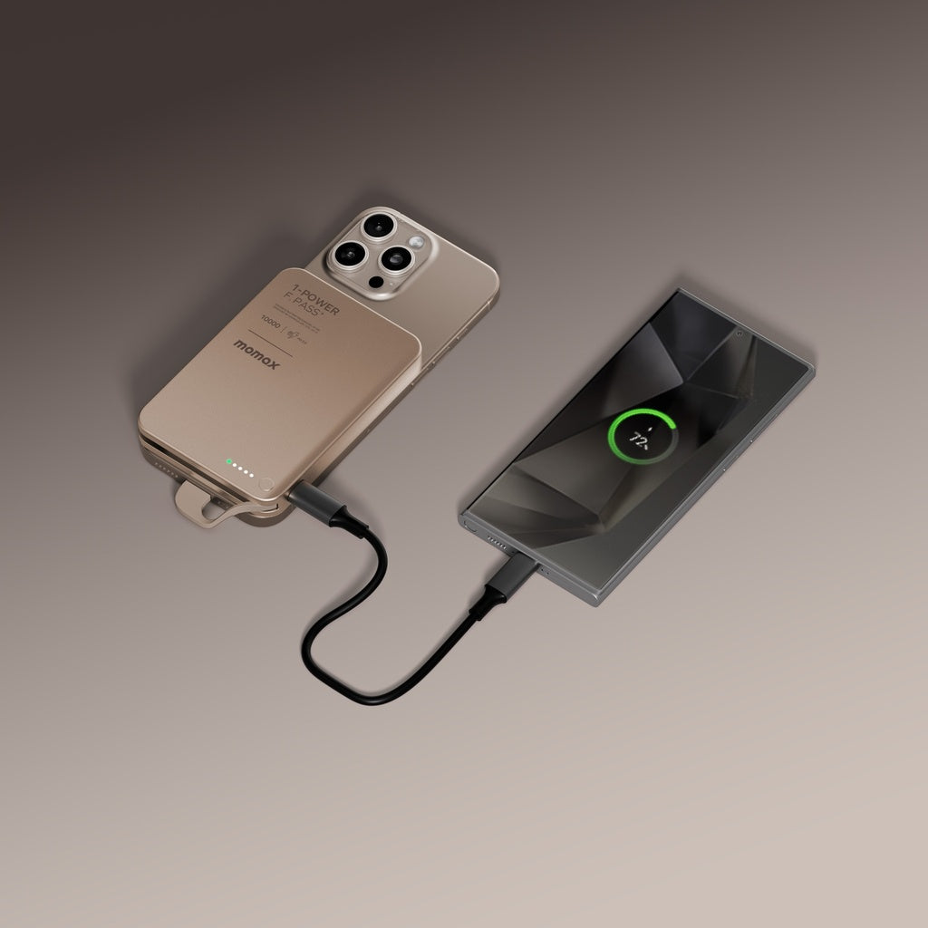 Momax 1-power F.pass+ 10000mah Power Bank With Built-in Cable & Magnetic Attachment