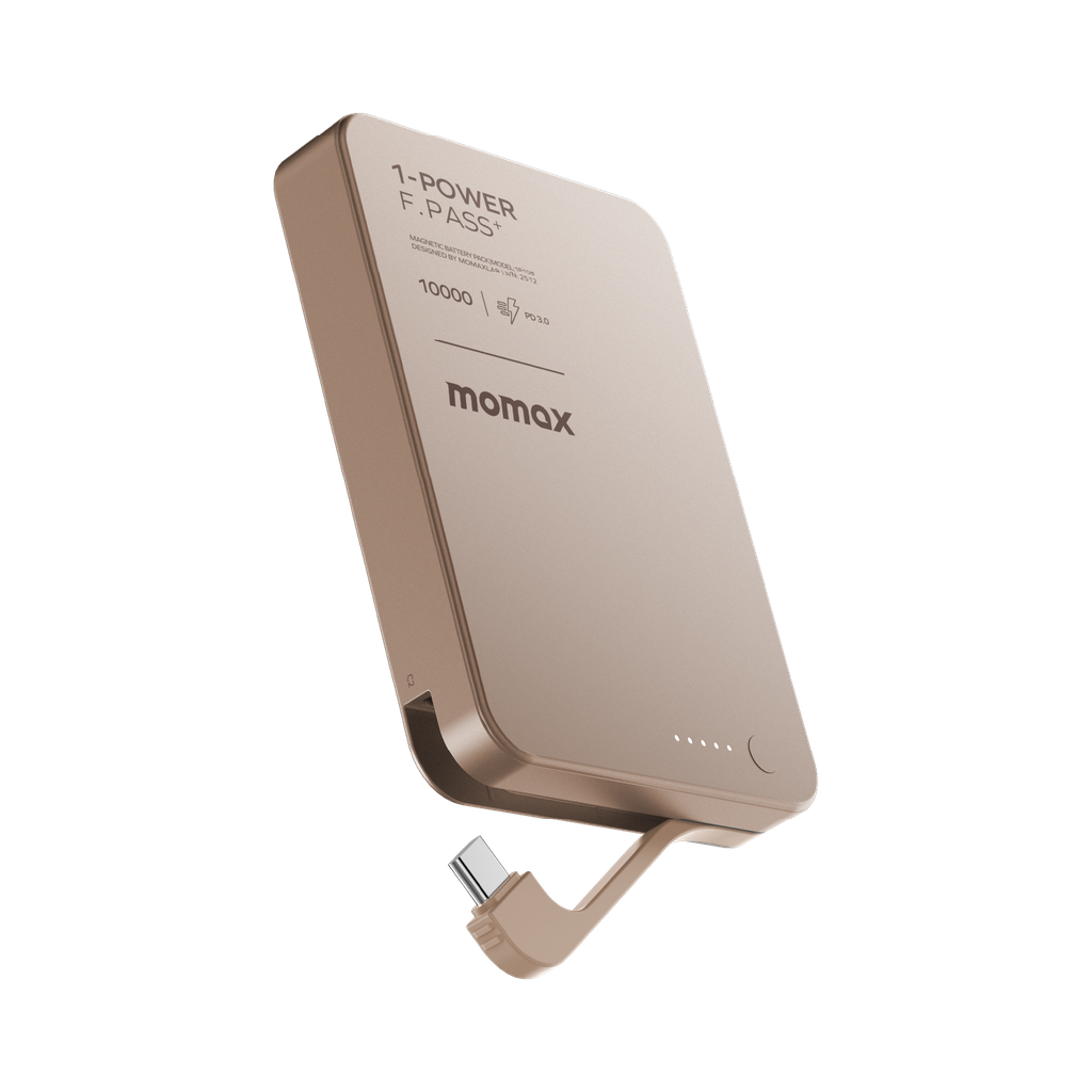 Momax 1-power F.pass+ 10000mah Power Bank With Built-in Cable & Magnetic Attachment