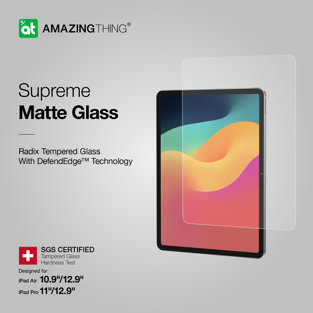 AMAZING THING IPAD 2.5D FULL COVER RADIX MATTE GLASS FOR IPAD PRO 13 (M4)/ IPAD PRO 11 (M4)/ IPAD AIR 13 (M2)/ IPAD AIR 11 (M2) - 2024 - Best Buy Tech