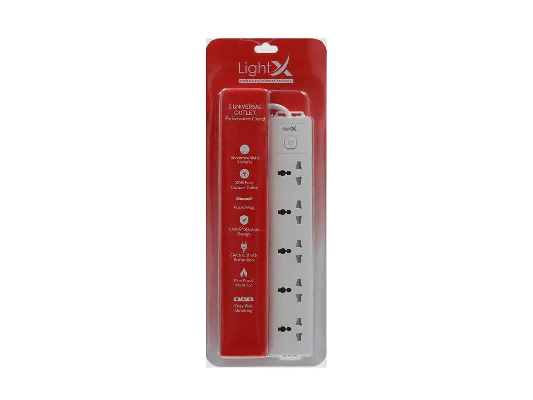 LightX Extension With 5 Socket & 2 Meter