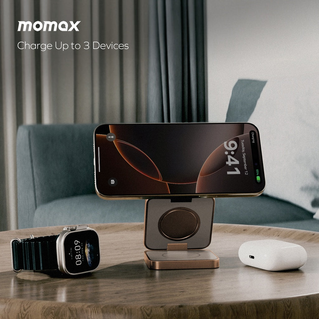 momax q.mag dual magnetic wireless charging stand