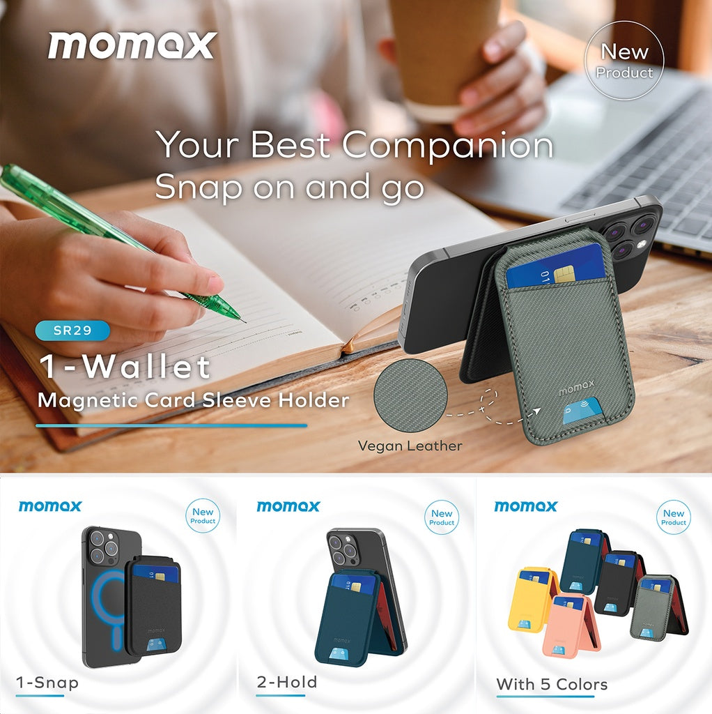 MOMAX 1-WALLET MAGNETIC CARD HOLDER WITH STAND - ALAMAT
