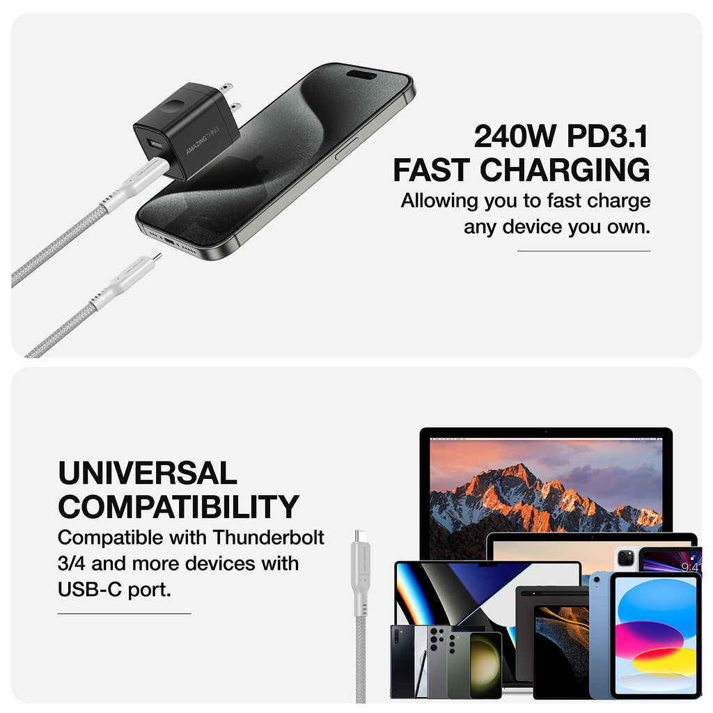 AMAZING THING THUNDER PRO USB-C TO USB-C 5.0A 240W GEN2 1.2M CABLE - ALAMAT
