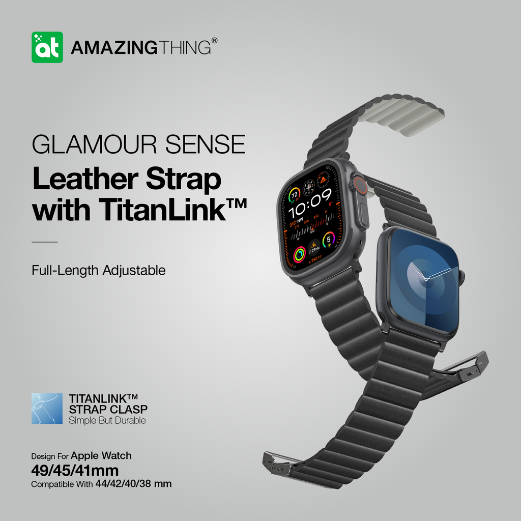 AMAZING THING GLAMOUR SENSE LEATHER BAND WITH TITANLINK FOR APPLE WATCH (All Sizes) - Best Buy Tech