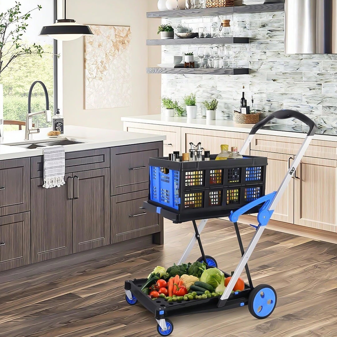 BOLT Portable Foldable Shopping Cart With 2 Crates - Best Buy Tech