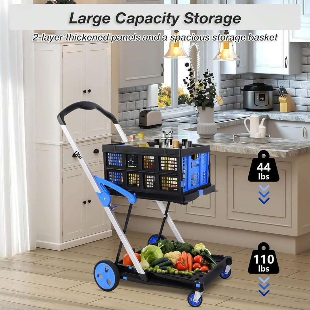 BOLT Portable Foldable Shopping Cart With 2 Crates - Best Buy Tech