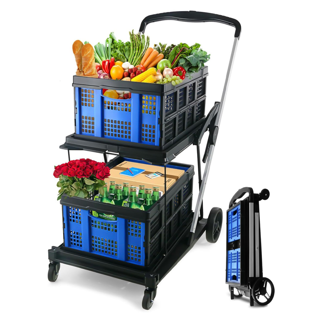 BOLT Portable Foldable Shopping Cart With 2 Crates - Best Buy Tech