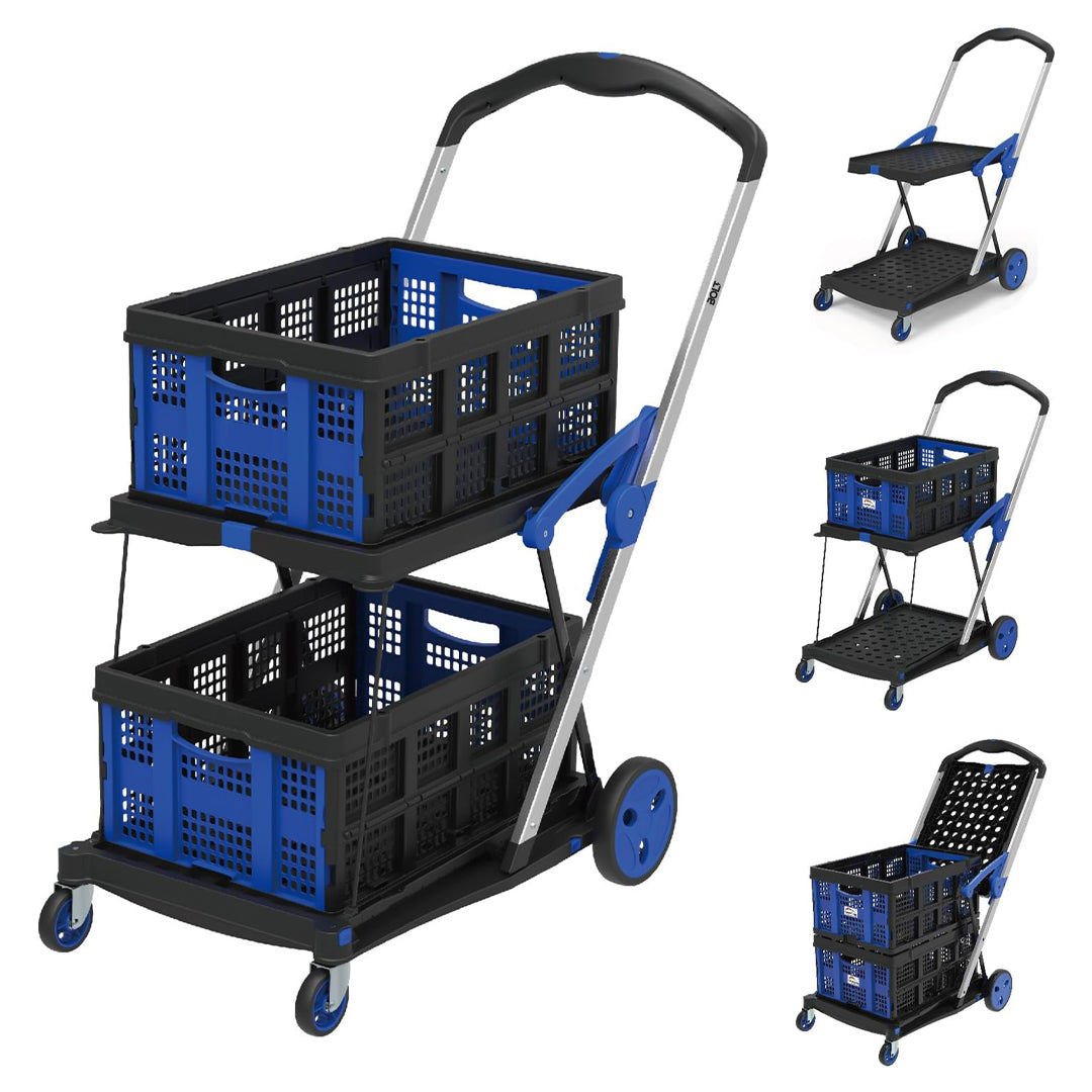 BOLT Portable Foldable Shopping Cart With 2 Crates - Best Buy Tech