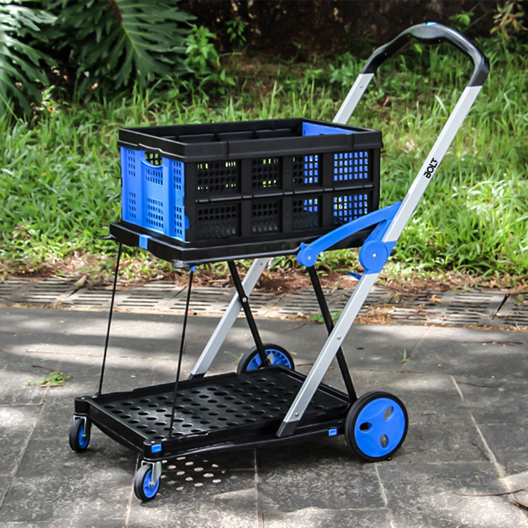 BOLT Portable Foldable Shopping Cart With 2 Crates - Best Buy Tech