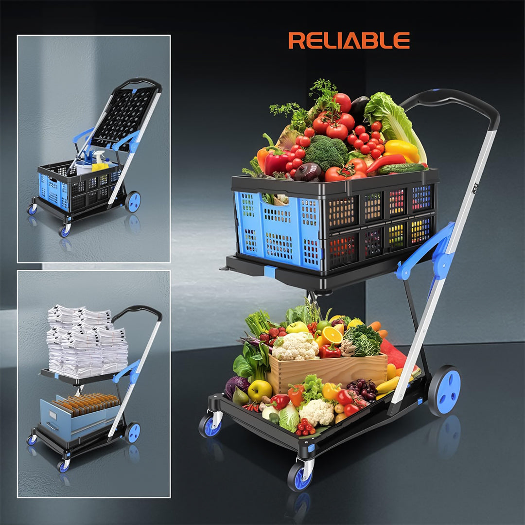 BOLT Portable Foldable Shopping Cart With 2 Crates - Best Buy Tech