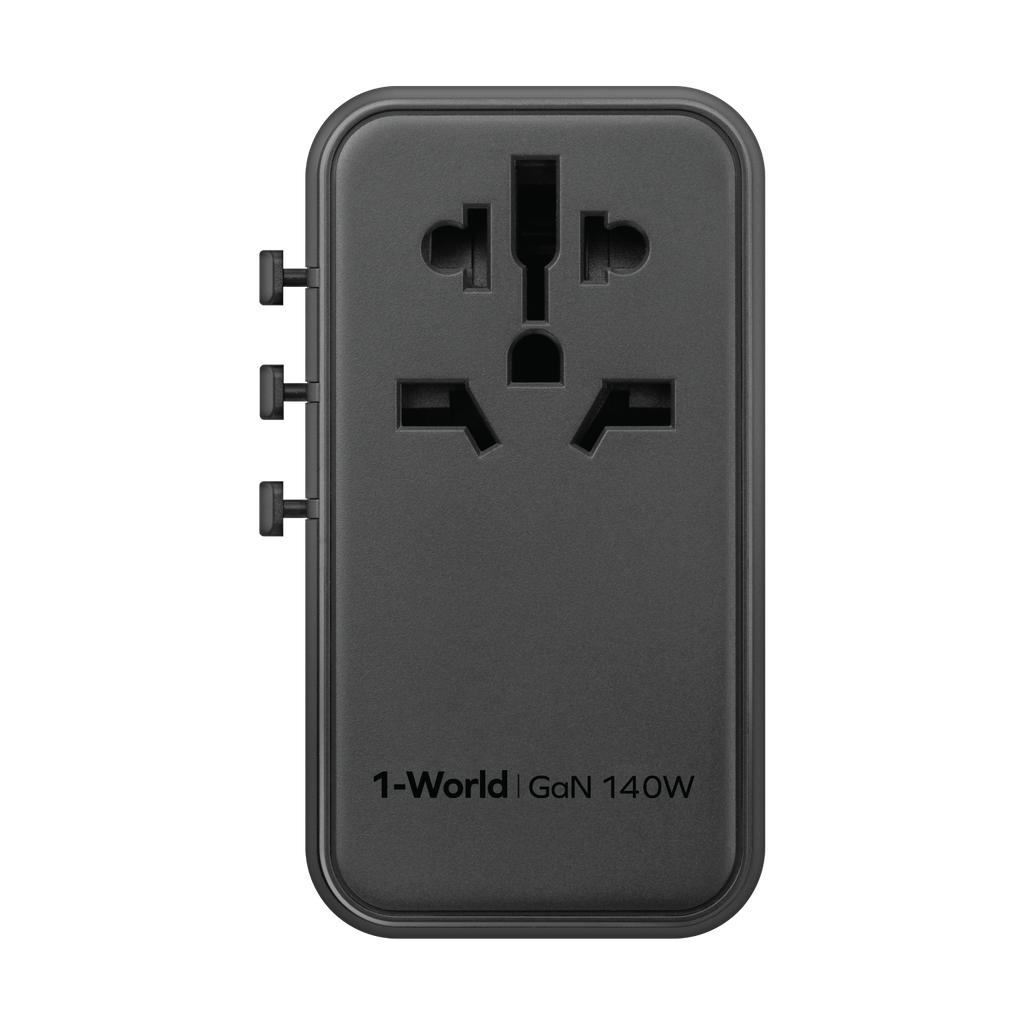 MOMAX 1-WORLD 140W GAN 4 PORTS AC TRAVEL ADAPTER INCLUDING 140W USB-C TO USB-C CABLE - ALAMAT