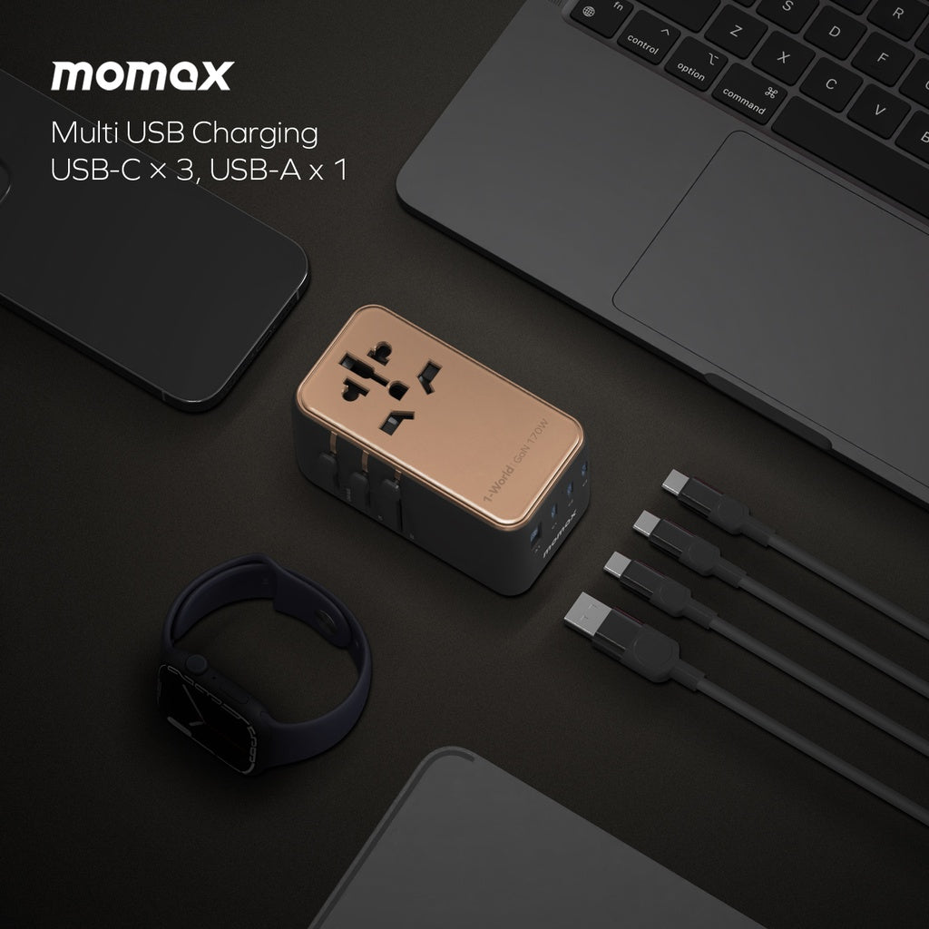 MOMAX 1-WORLD 170W GAN 4 PORT TRAVEL ADAPTER - Best Buy Tech