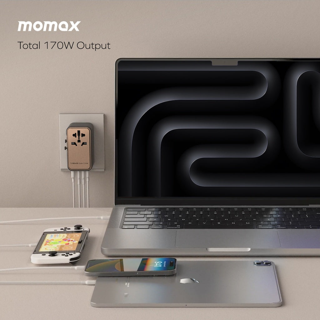 MOMAX 1-WORLD 170W GAN 4 PORT TRAVEL ADAPTER - Best Buy Tech