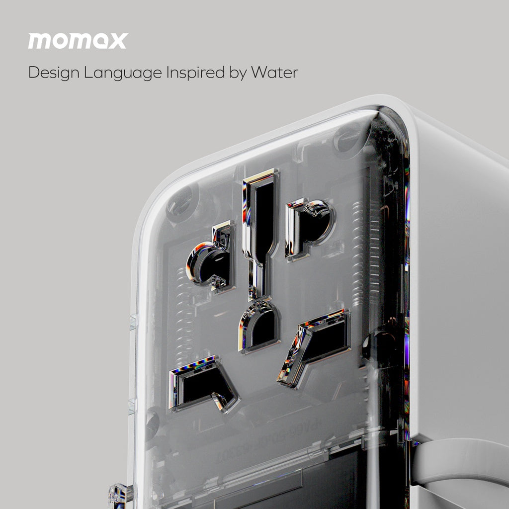 MOMAX 1-WORLD FLOW 35W 4 PORT WITH BUILT-IN USB-C CABLE TRAVEL ADAPTOR (Whte) - Best Buy Tech