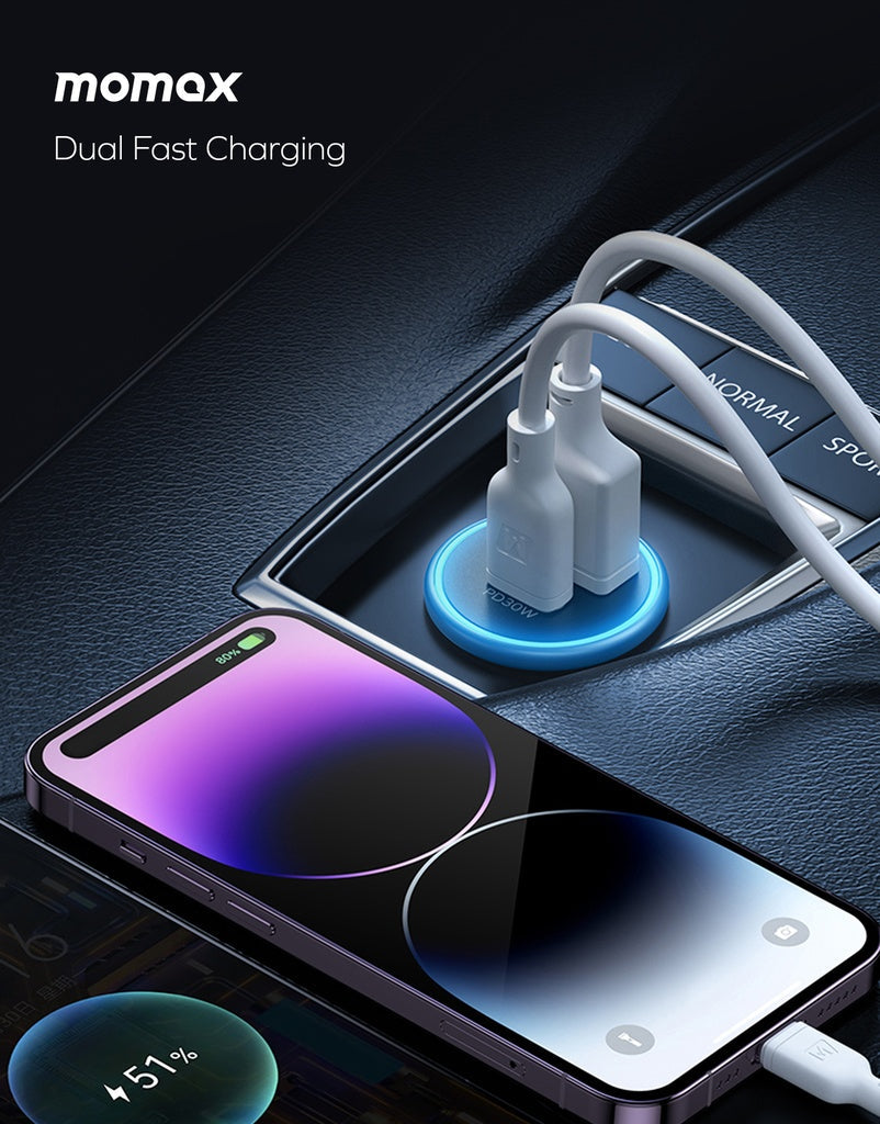 MOMAX MOVE 30W DUAL PORT CAR CHARGER - ALAMAT