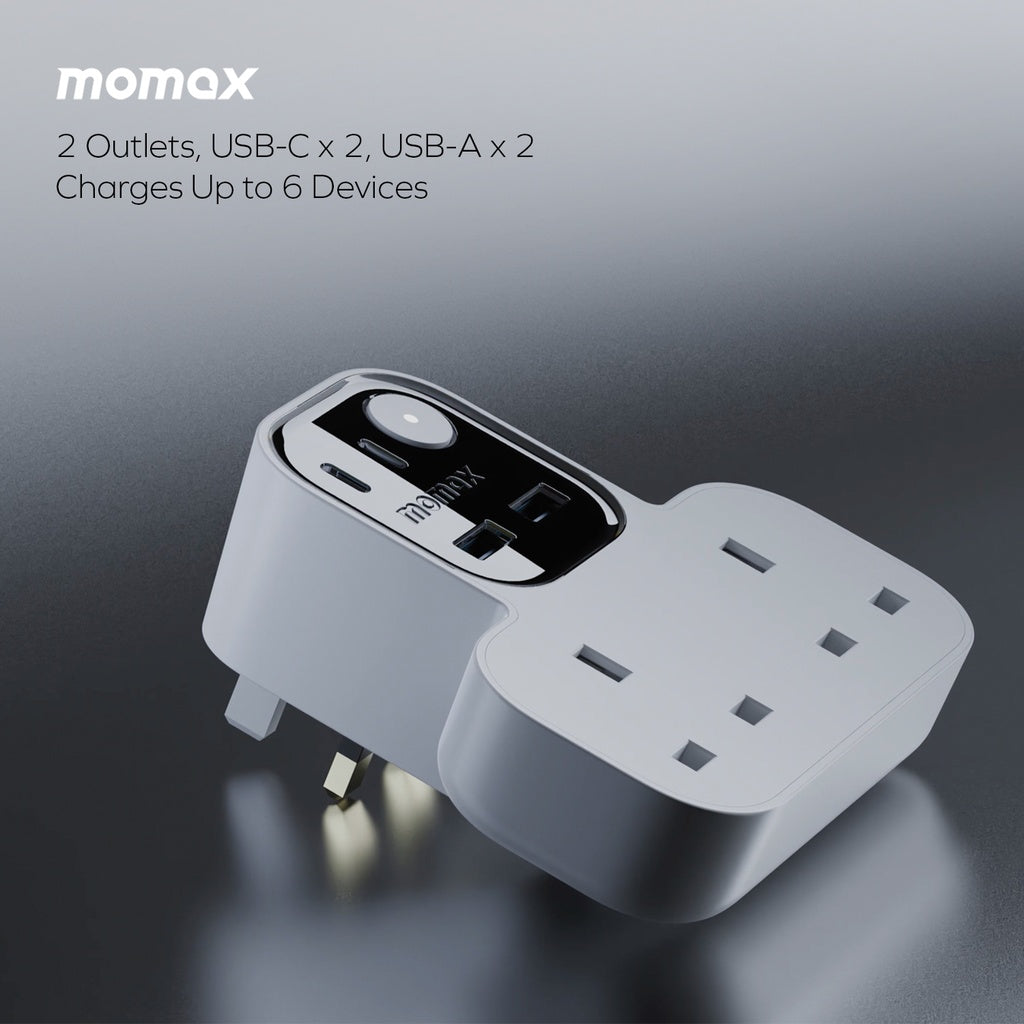 MOMAX 1-CHARGER WORK FLOW T-SHAPED EXTENTION 2 SOCKET WITH USB - Best Buy Tech