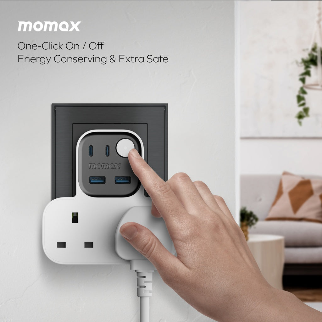 MOMAX 1-CHARGER WORK FLOW T-SHAPED EXTENTION 2 SOCKET WITH USB - Best Buy Tech