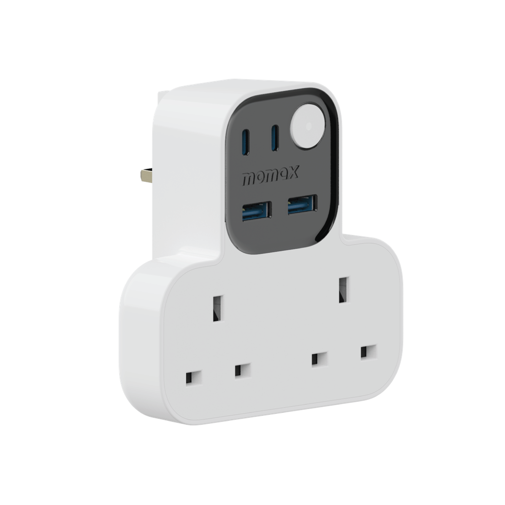 MOMAX 1-CHARGER WORK FLOW T-SHAPED EXTENTION 2 SOCKET WITH USB - Best Buy Tech