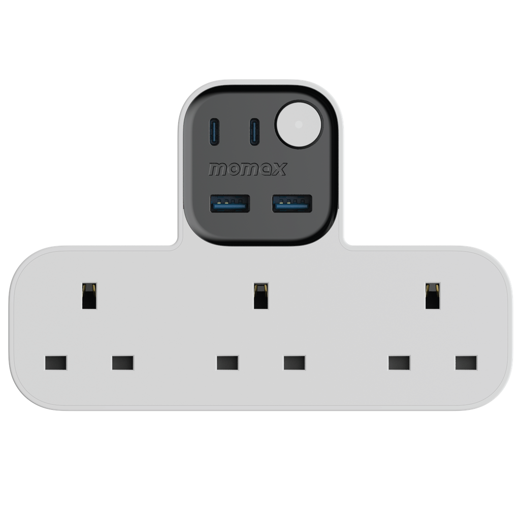 MOMAX 1-CHARGER WORK FLOW T-SHAPED EXTENTION 3 SOCKET WITH USB - Best Buy Tech