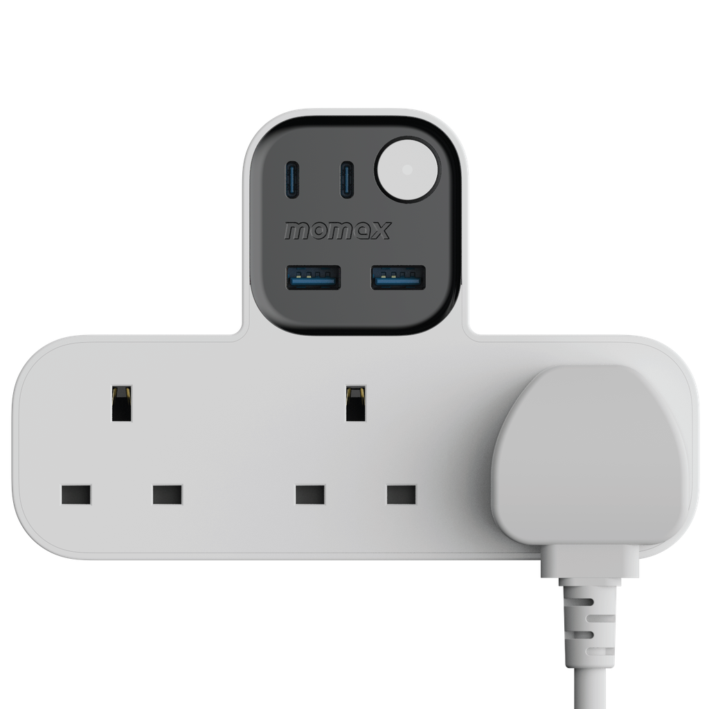 MOMAX 1-CHARGER WORK FLOW T-SHAPED EXTENTION 3 SOCKET WITH USB - Best Buy Tech