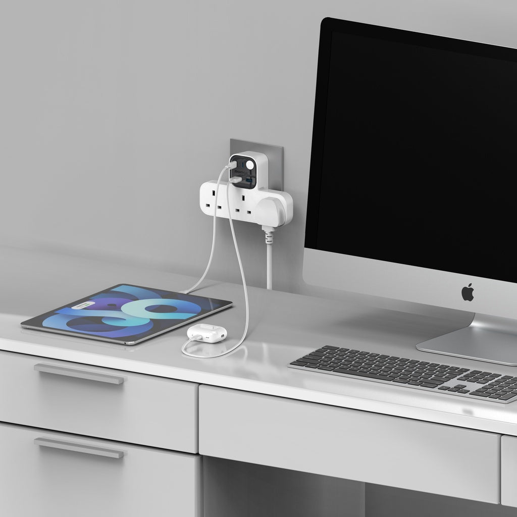 MOMAX 1-CHARGER WORK FLOW T-SHAPED EXTENTION 3 SOCKET WITH USB - Best Buy Tech