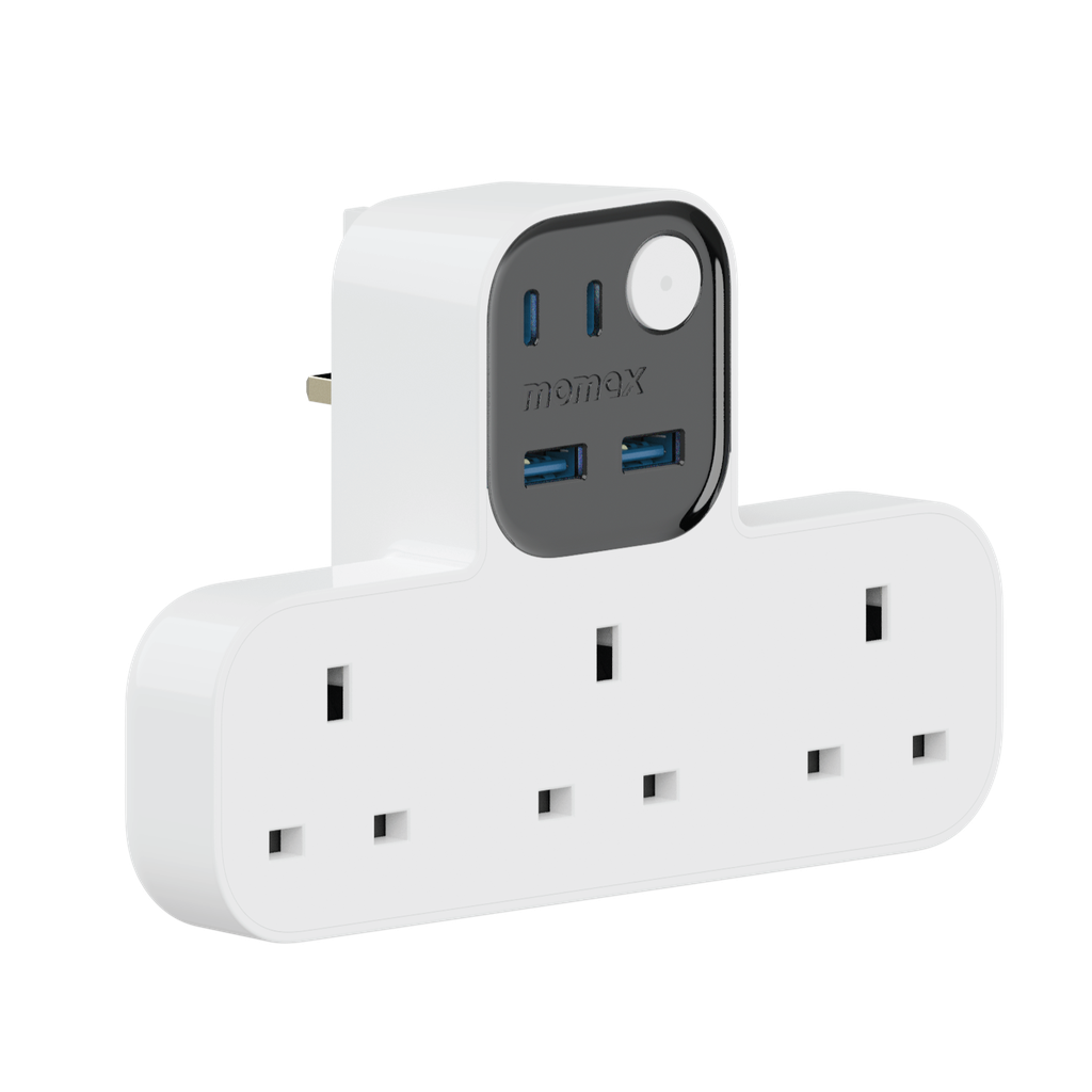 MOMAX 1-CHARGER WORK FLOW T-SHAPED EXTENTION 3 SOCKET WITH USB - Best Buy Tech